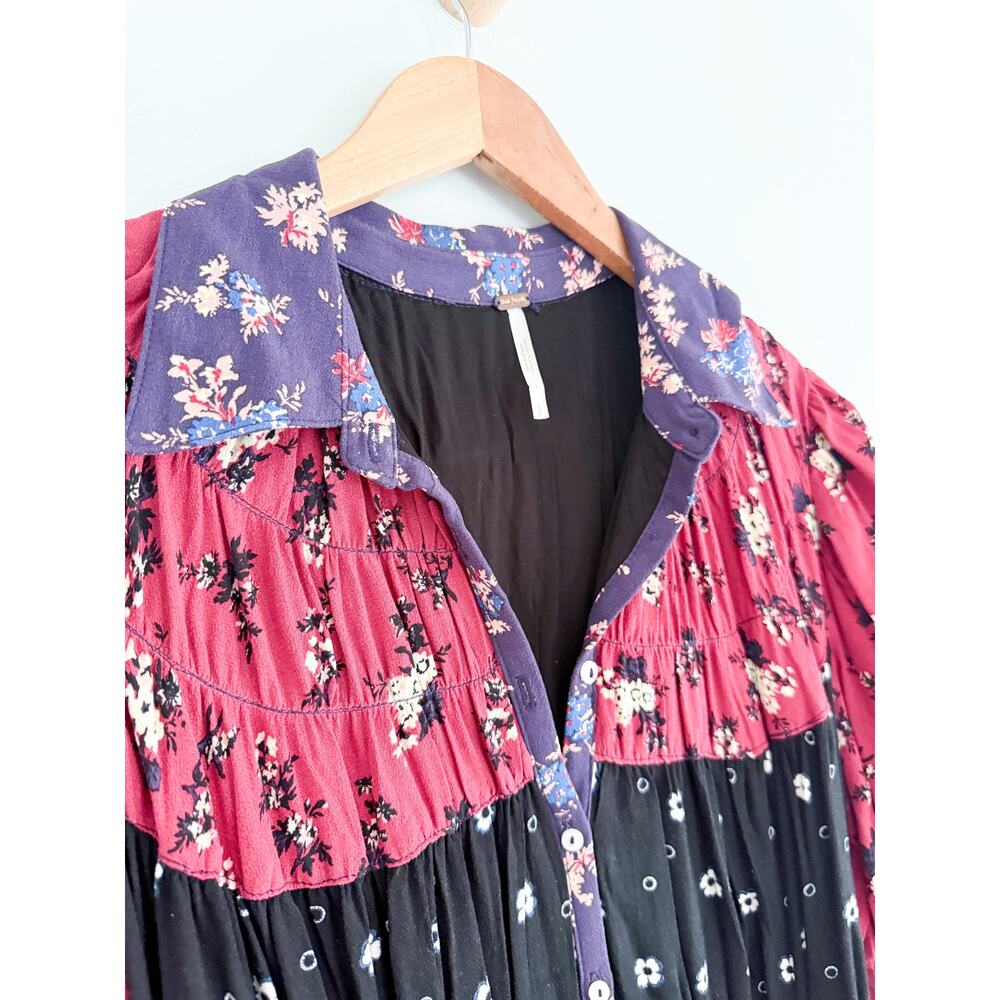 Free People | NWOT Nora Midi Dress Floral Shirt Dress Boho Prairie | Sz S - Picture 4 of 10